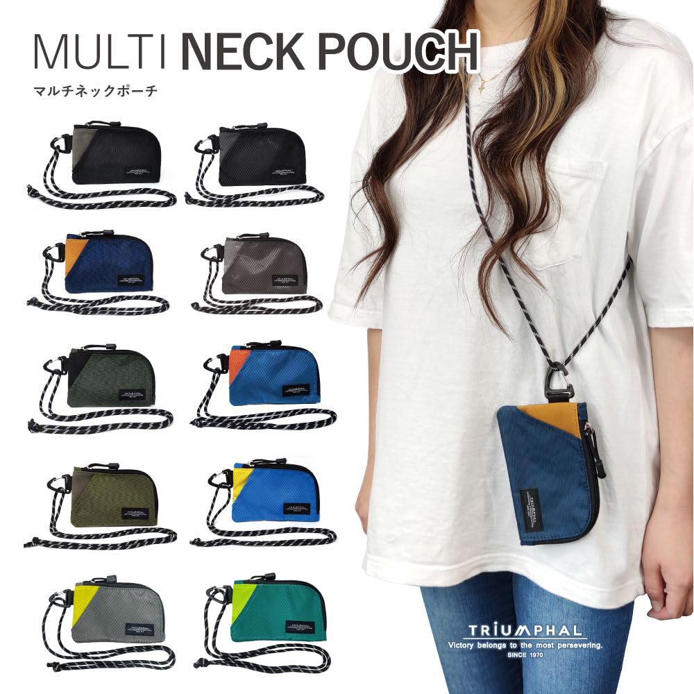 TRIUMPHAL and Nylon Neck Case X Lime Men's Women's Pouch/Wallet/Key (Blue-Green Green, Tuop-002f)