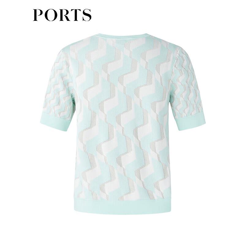 PORTS Women's Spring/Summer Color-block Logo Knit Short Sleeve Top LD8K711PXE006
