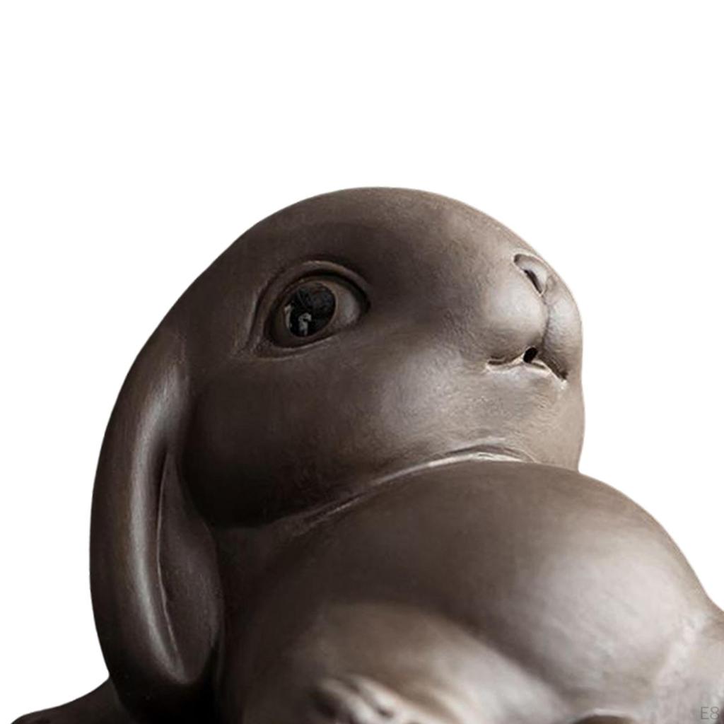 Figurine Bunny Statue Animal Sculpture Collectibles Tea Table Decor Ornament for Office Bedroom Home