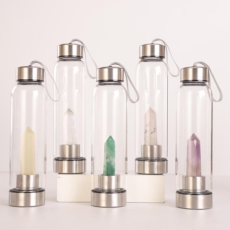 Hexagonal Prism Crystal Glass Water Cup with Magic Wand Spa Design - Custom Logo Option Available