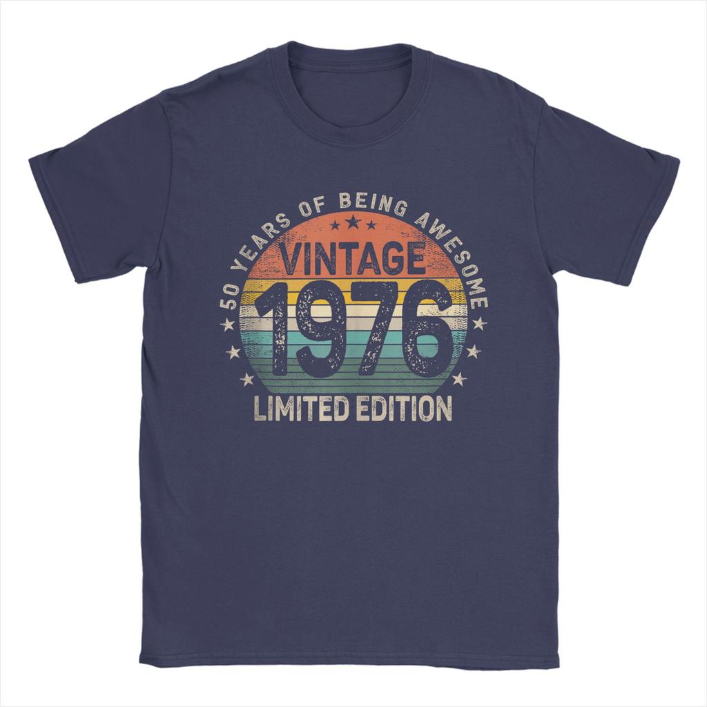 50 Years Old 1976 Vintage 50th Birthday Unisexs T Shirts Awesome Tee Shirt Short Sleeve Round Collar TShirts Cotton Adult Tops