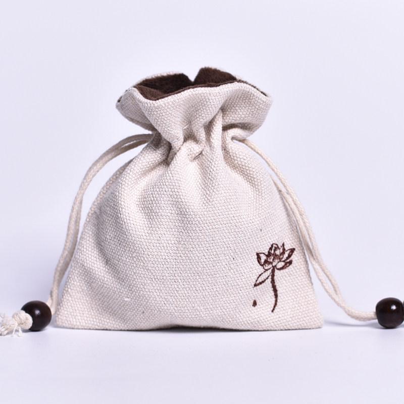 Lucky Drawstring Bracelet & Prayer Bead Bag - Cotton/Linen Cloth