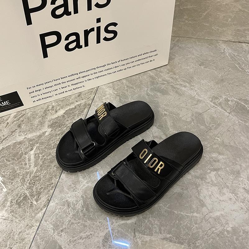 Trendy Brand Platform Sandals Women's 2025 Summer New Platform Velcro Sandals Summer Casual Versatile Slippers