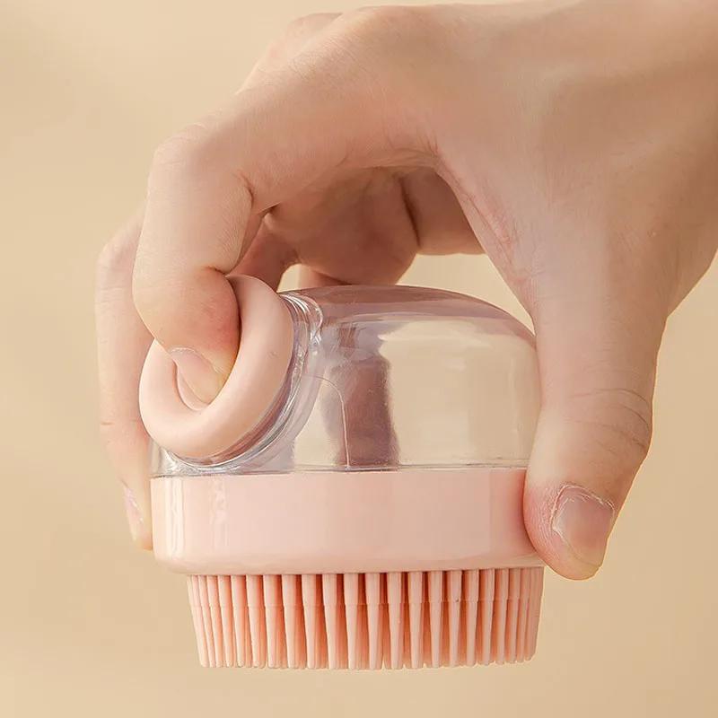 1pc Pet Bath Brush Soft Silicone With Shampoo Dispenser Gentle Massage For Grooming And Cleaning Fur And Hair