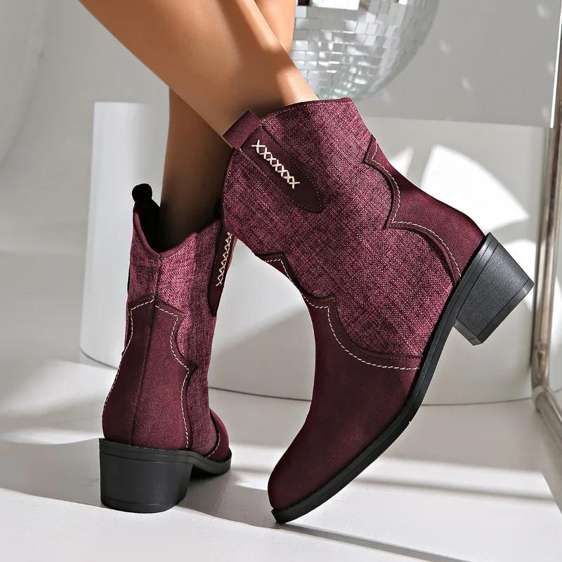 Suede Women Snow Ankle Boots Chunky Shoes Winter 2025 Trend New Fashion Chelsea Boots Outdoor Elegant Goth Pumps Botas Mujer