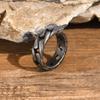 Vnox Men Vintage Oxidized Stainless Steel Rings, Links Shaped Finger Band, Punk Rock Male Alliance