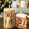 Stampo in silicone per candele cilindriche in rilievo a forma di alce con albero di Natale 3D, lettera di Buon Natale, stampo per candele cilindriche con fiocco di neve, regalo di Natale