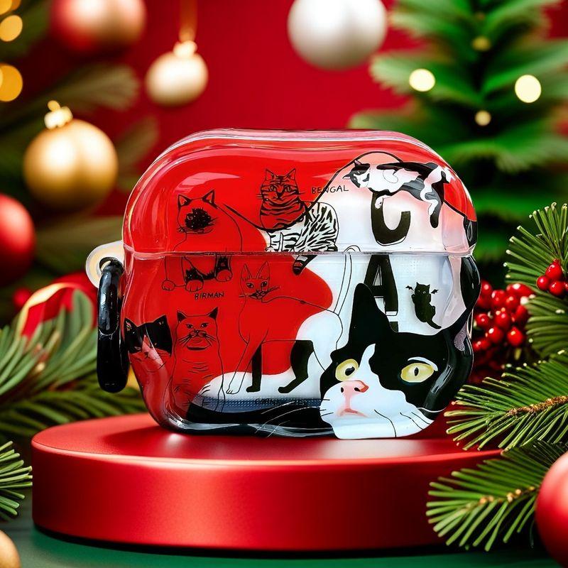 

Cat Airpods4 Generation Earphone Sleeves New Applicable Airpodspro2 Earphone Case 4 Generation Wireless Bluetooth Cute Protective Case 3 Men and Women Apple Airpods Pro Red Cow Cat Headphone Set