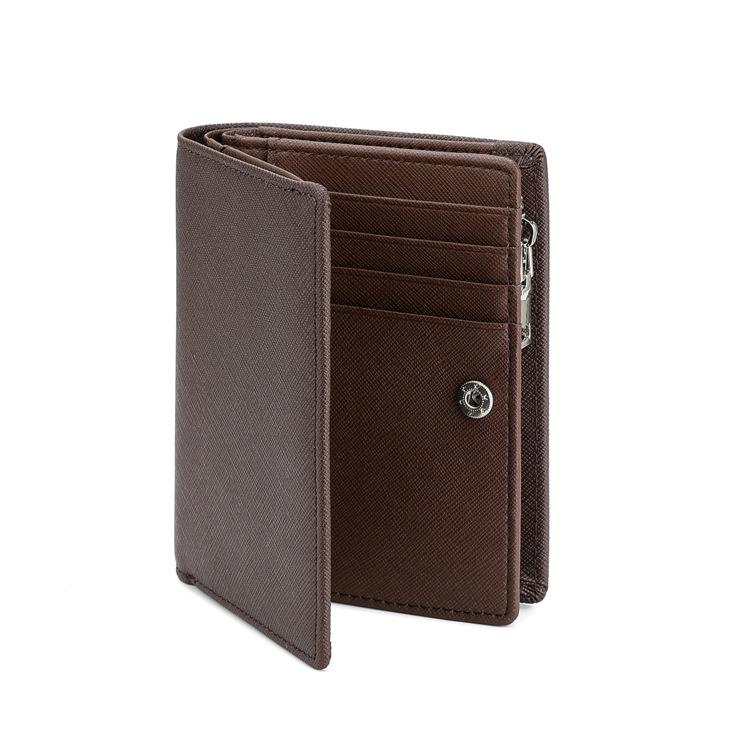Men's New Zipper Short Wallet with Multiple Card Slots, Fashionable Vertical Mini Buckle Coin Purse