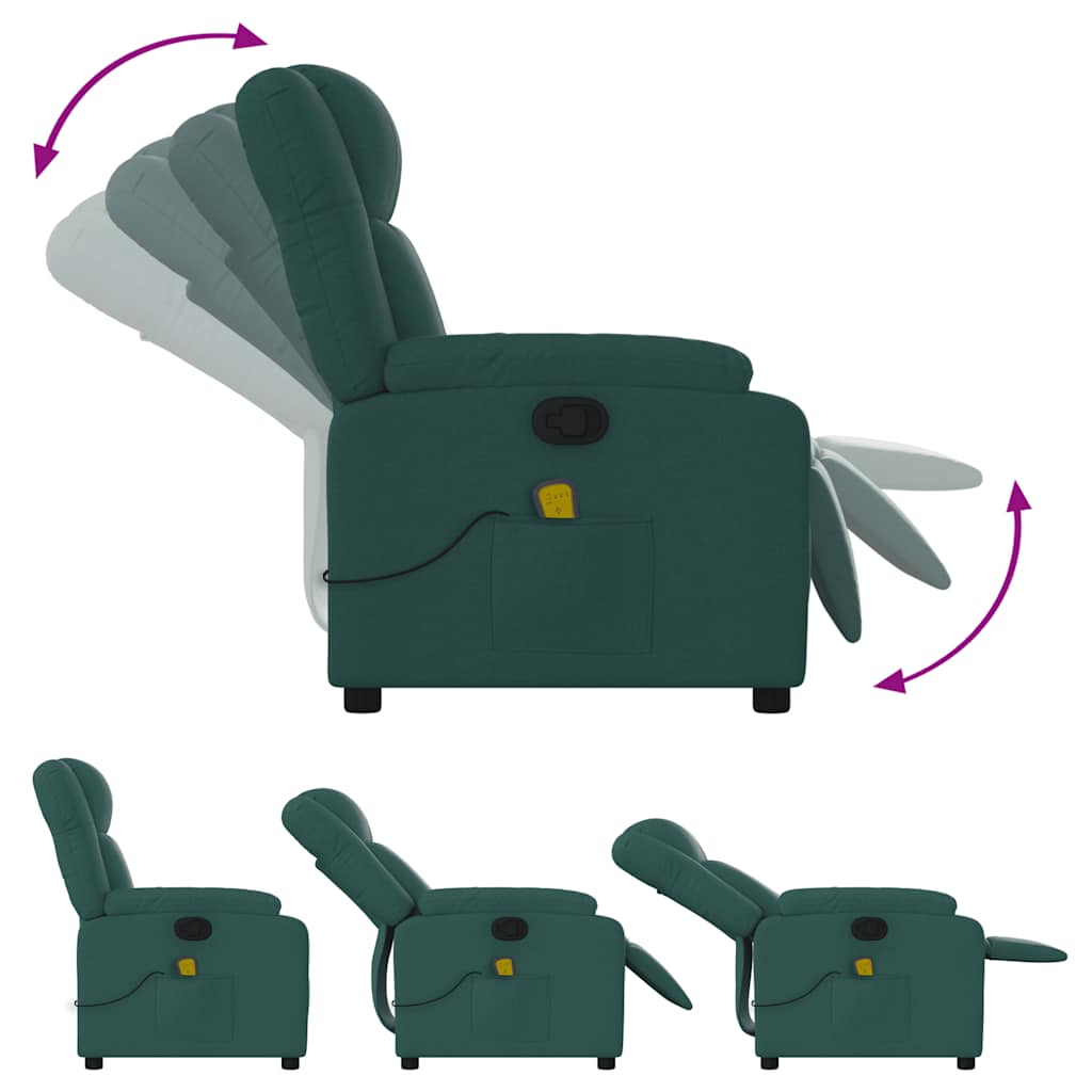Massage Relax Chair Dark Green Fabric