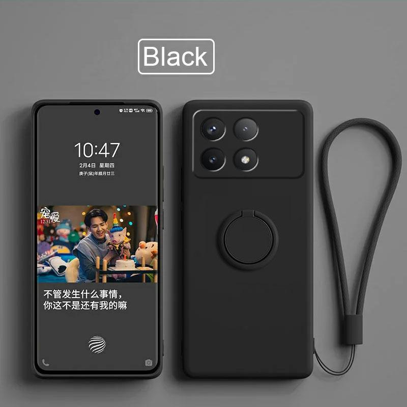 Case For Xiaomi Poco X6 Pro Case Liquid Silicone Ring Stand Shell Coque For POCO X6 Pro Cover Shockproof Redmi K70E Bumper Back Funda