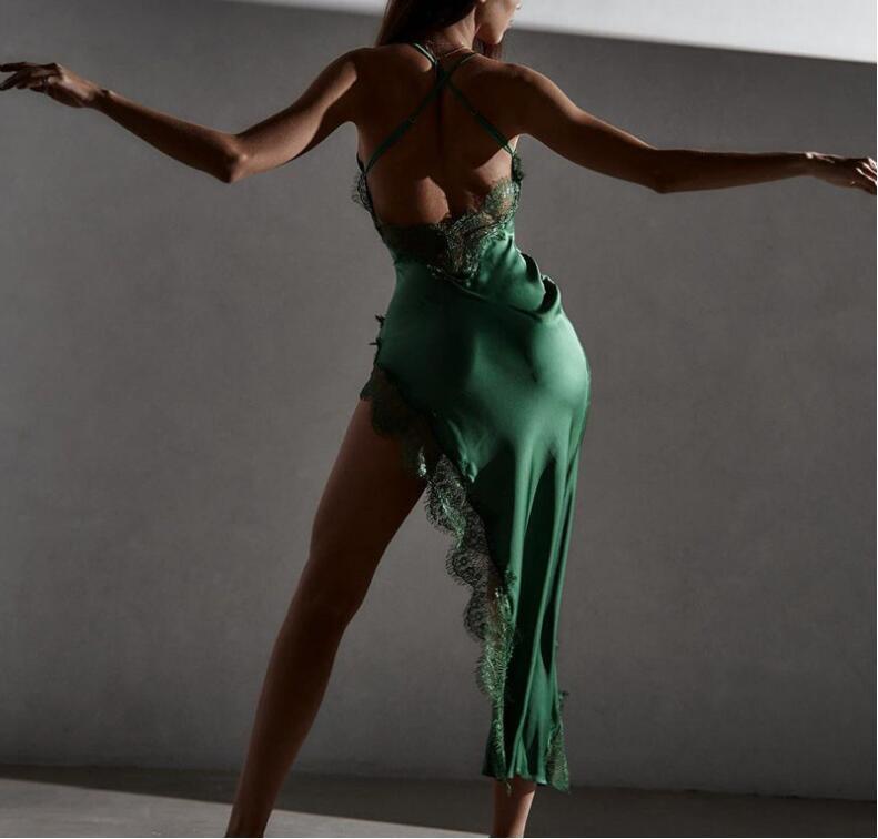 2024 Summer European & American Women's Sexy Backless Lace Camisole Dress