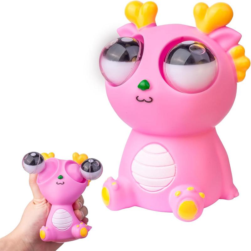 

Squeeze Dragon Pop Out Eyes Toys, Eye Popping Dragon Stress Relief Squeezy Toy рожевий