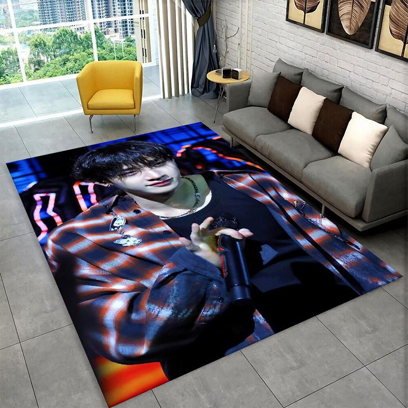Tappeto Musicale Kpop Bang Chan Stray Kids per Sala Giochi Camera da Letto Soggiorno Divano Arredamento Casa, Tappeto per Area Bambini Tappetino Antiscivolo