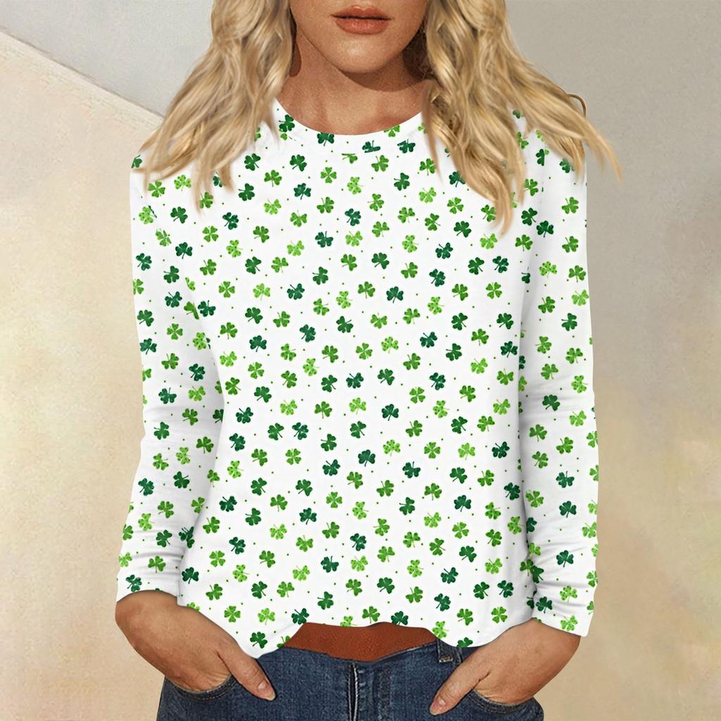 Women's Everyday Casual Long Sleeve St. Patrick's Day Printed O-Neck Top