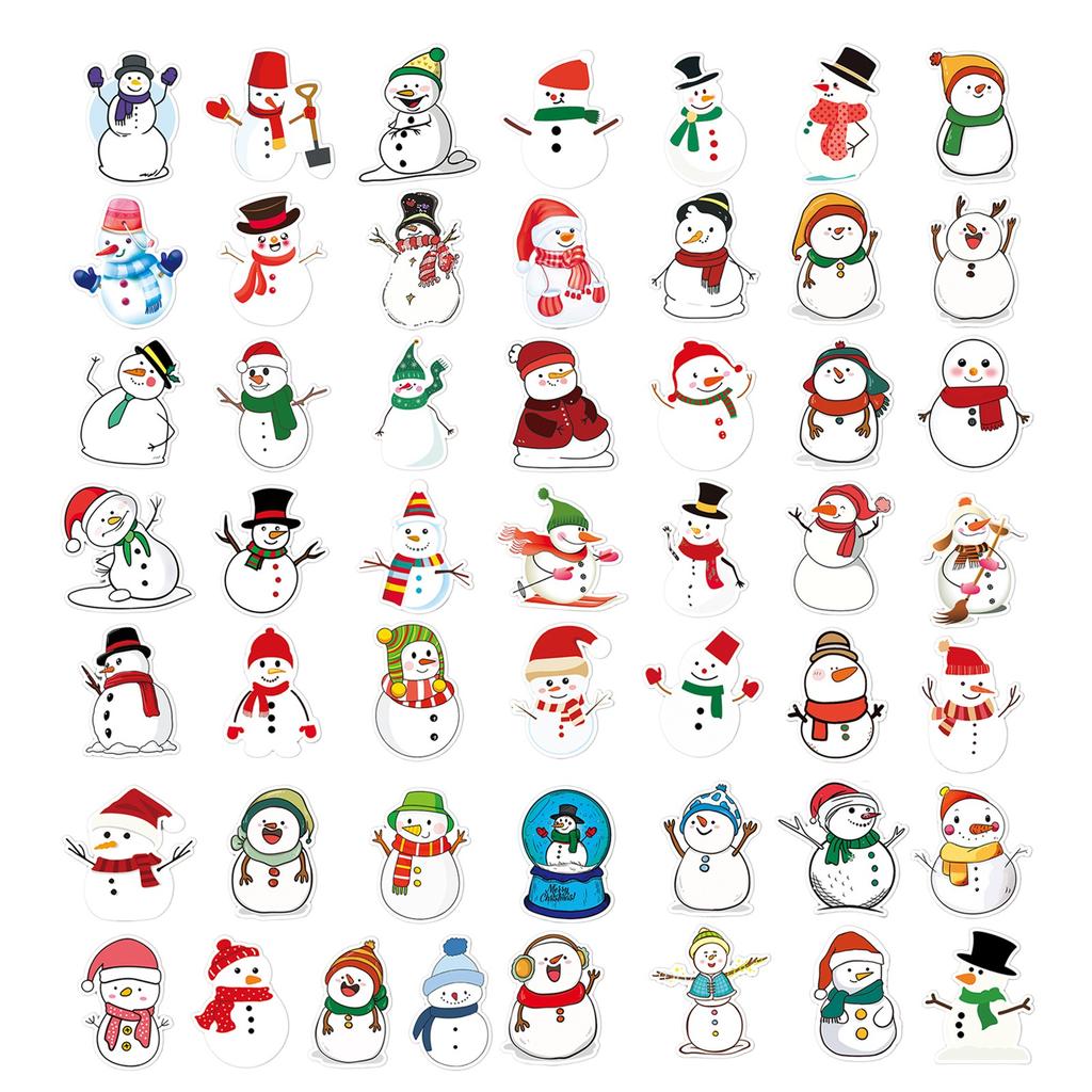 50 Pieces Winter Snowman Sticker Christmas Holiday Sticker For Card Making Decoration DIY Scrapbooking