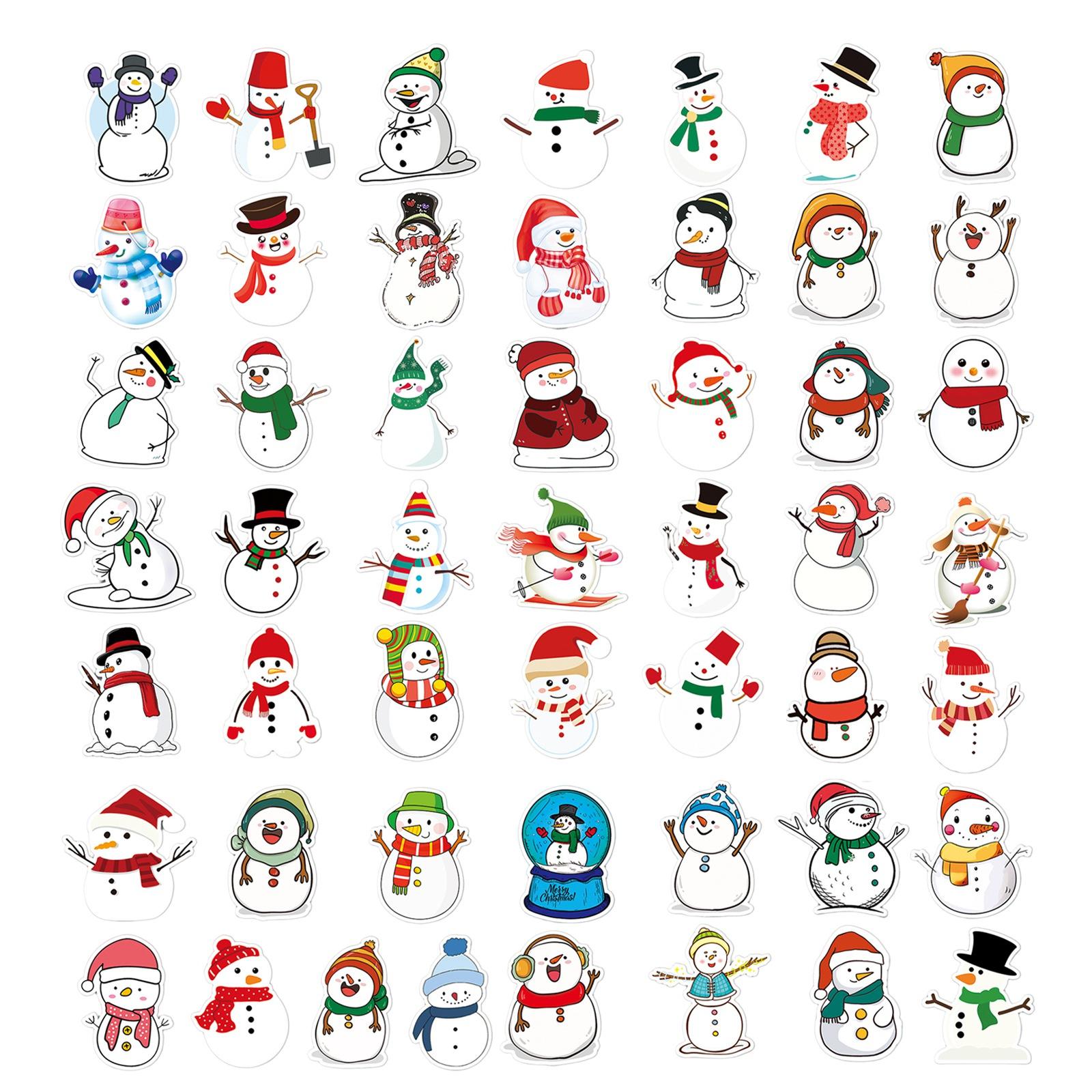 

50 Pieces Winter Snowman Sticker Christmas Holiday Sticker For Card Making Decoration DIY Scrapbooking