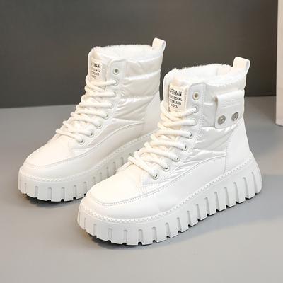 Scarpe da donna con fondo spesso, rialzate, imbottite, casual, high-top, da donna, moda autunno-inverno, scarpe da donna a punta rotonda