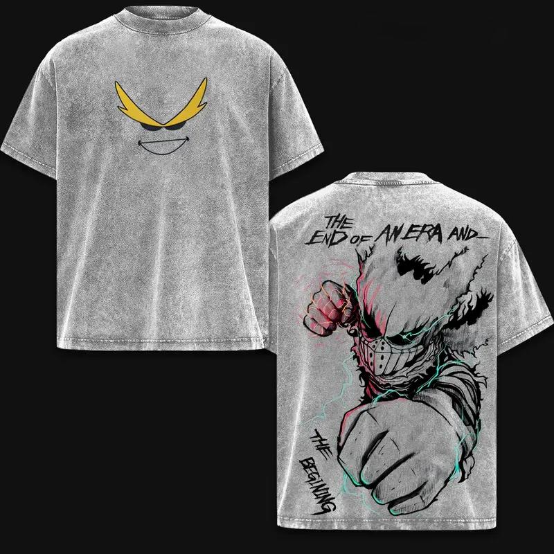 Anime My Hero Academia Midoriya Izuku Deku Graphic Tee Men Women Clothing Washed Cotton Tshirt Casual T-shirt Harajuku T Shirt