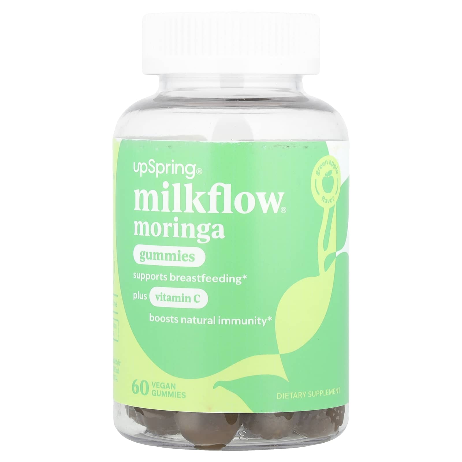 

Milkflow®, Moringa Gummies Plus Vitamin C, Green Apple, Vegan Gummies, 60 Pieces