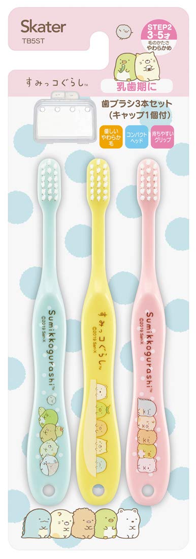 

Skater for Ages Sumikko TB5ST Toothbrush, Preschoolers, 3-5, Soft, 3-Pack, Gurashi, 14cm,