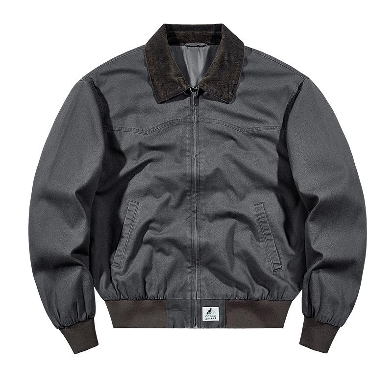 Thin Jacket, Loose Clothes, Large Size Top, Spring and Autumn Young Men's Lapel Wash Tooling Jacket