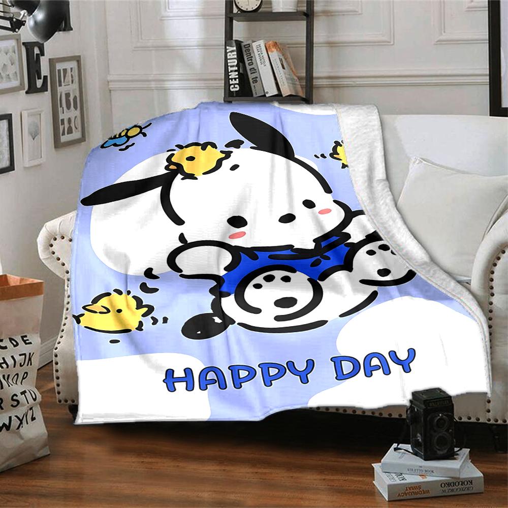 1pc Sanrio Pochacco1 Blanket, Gift, for Men and Women, Soft Blanket, Good for Sofa Bed Couch Travel, Lightweight Flannel Blanket