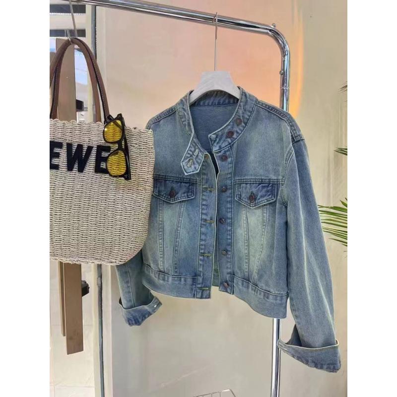 Korean Retro Niche Design Denim Jacket for Women - Autumn/Winter