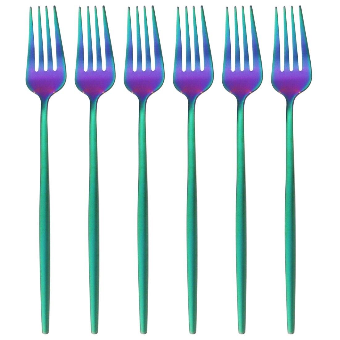 

6 шт./компл., набор столовых приборов в западном стиле, набор столовых приборов, красочный набор столовых приборов, набор обеденных вилок из нержавеющей стали, набор столовых приборов для кухни и вечеринки разноцветный