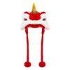 Warm Dog Lion Dance Hat Adjustable Celebration Pet Hat  for New Year Christmas Holiday