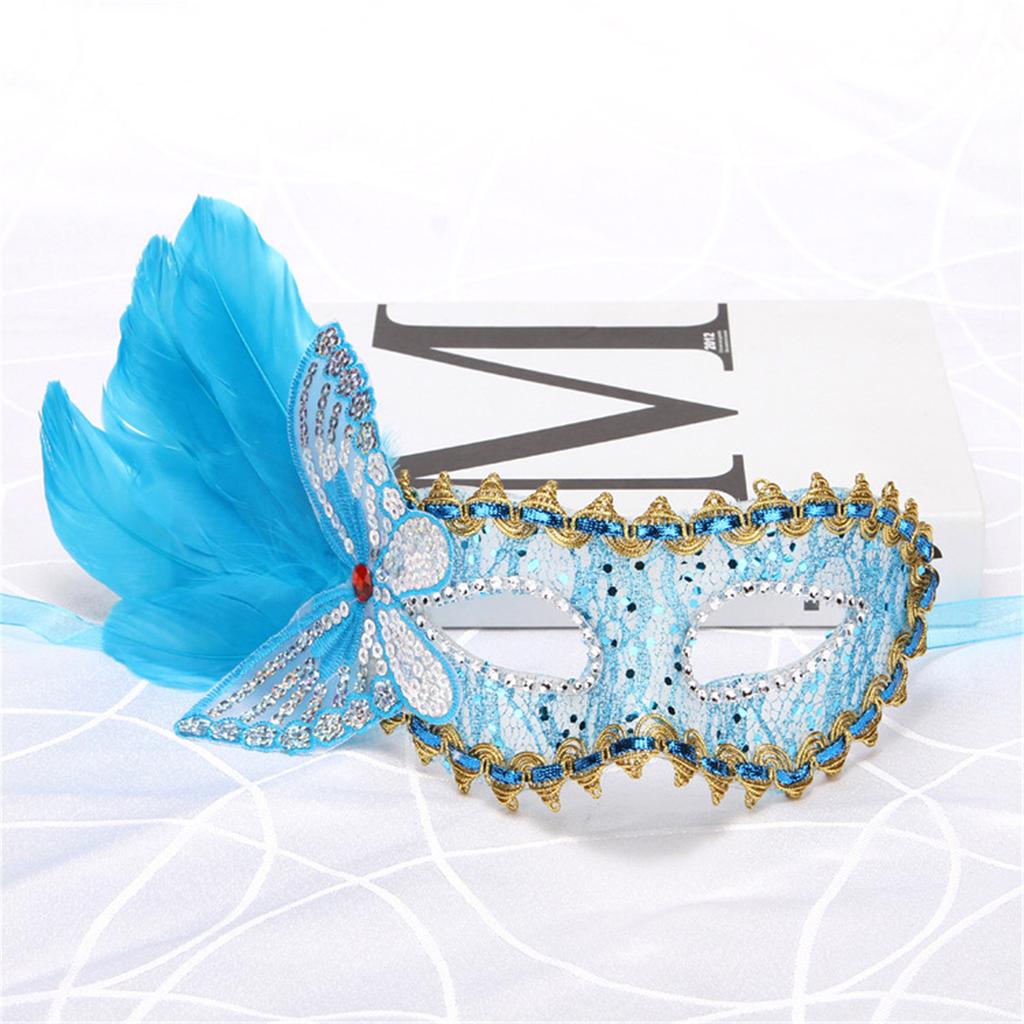 Damen Tanzparty Halbgesichtsmaske Venezianische Maskenmaske Feder Hochzeit Karneval Performance Kostüm Sexy Lady Maske Halloween Maske