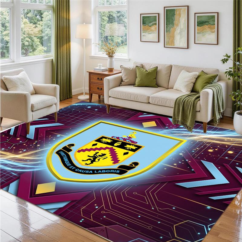 Burnley Football Design Crystal Velvet Rug Soft Decorative Mat for Bedroom Entrance