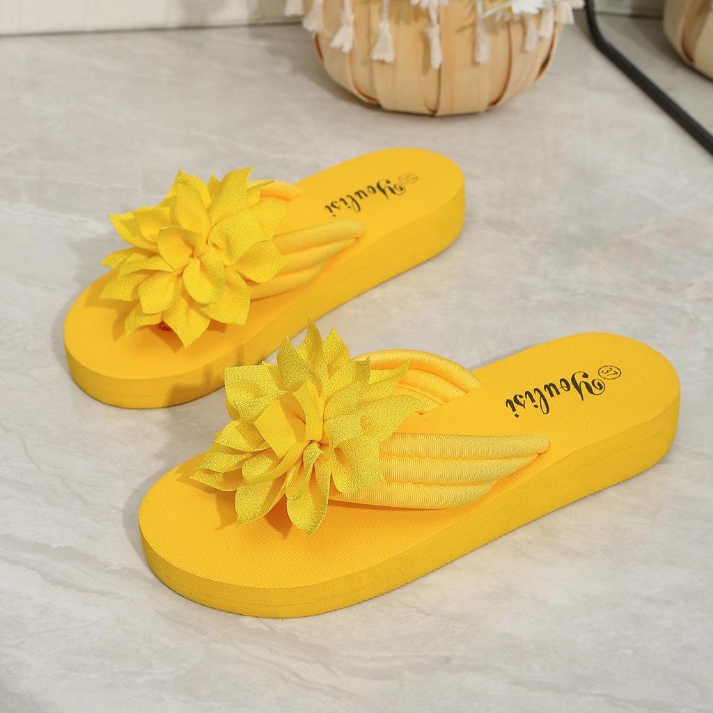 Women's Plus Size Flower Thong Flip-Flops - Unisex Summer Couple's Flat Sandals