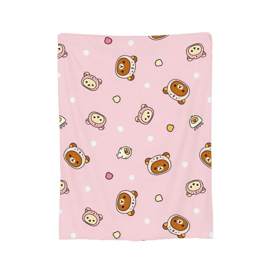 Rilakkuma Candy Strawberry Korilakkuma Blankets Flannel Throw Blanket Summer Air Conditioning Personalised Soft Warm Bedsprea,
