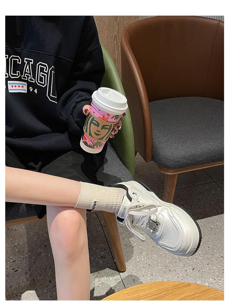 Simple thick-soled versatile high-end sense increased thick-soled white shoes women's 2025 new spring lightweight retro sports shoes