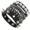 Vintage Leather Bracelets Punk Row Cuspidal Spikes Rivet Stud Wide Cuff PU Leather Punk Gothic Rock Unisex Goth Accessories
