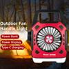 Ventilador de Camping multifuncional, luz portátil para exteriores, luz de mano de recarga rápida, ventilador eléctrico para