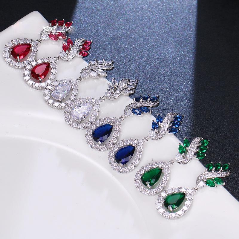 

Elegant Teardrop Zircon Earrings – Women s Fashion Studs with Inlaid Diamonds