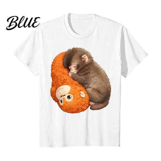 Loose Fit Tee Shirt Monkey Team Punch T-Shirt Round Neck Short Sleeve Cute Macaque And Orangutan Summer for Men Teens Street Wear Fashionable