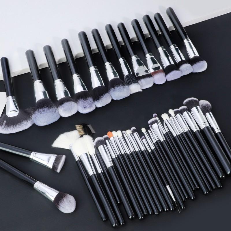 40pcs Black Makeup Brush Set Full Cosmetic Brushes With Bag Face Eye