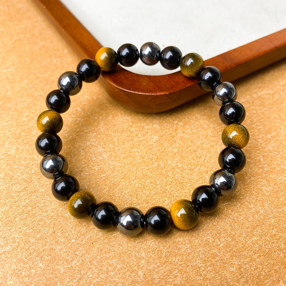 Браслет с тигровым глазом, гематитом, обсидианом и кристаллами Temu Shein TK Хит продаж 8mm
