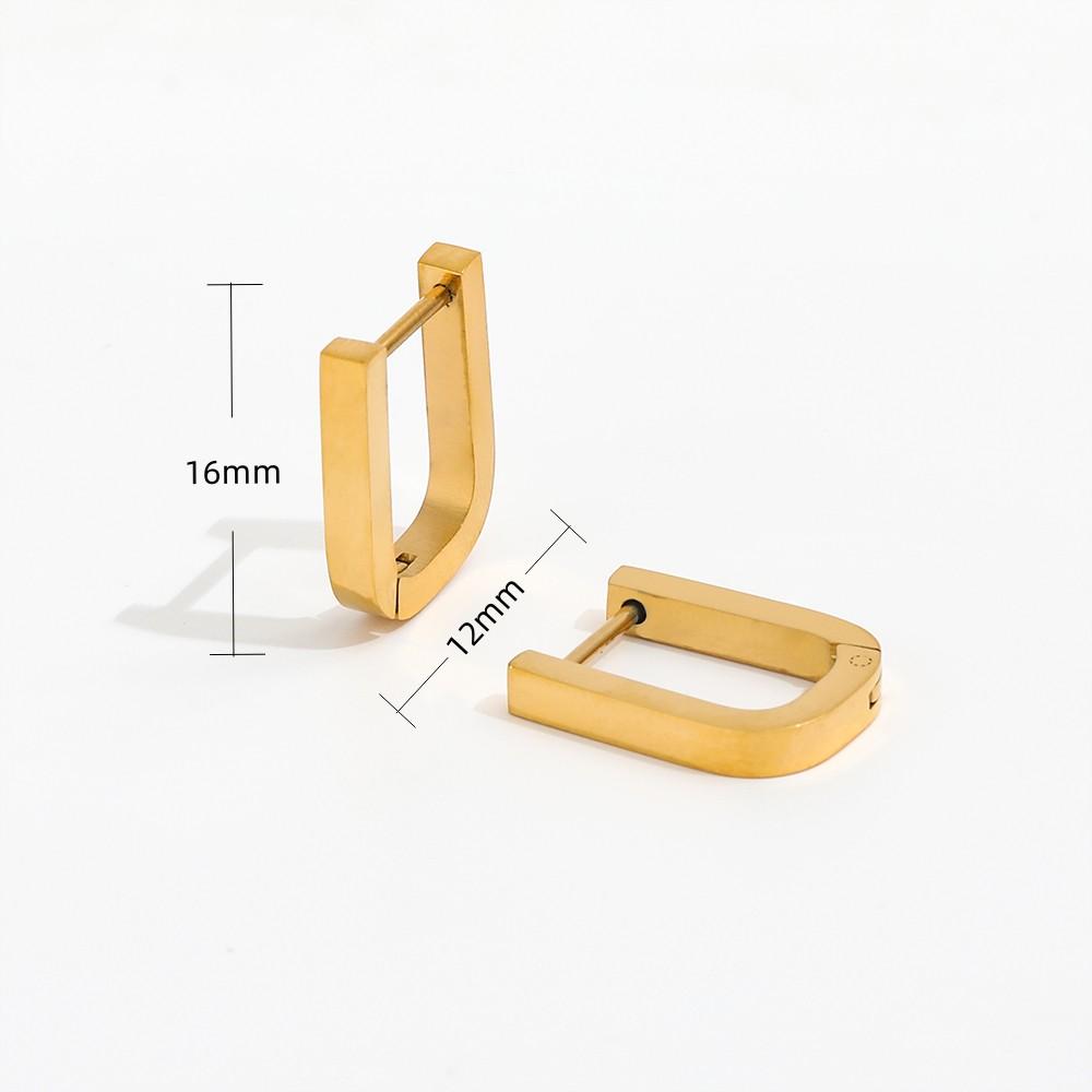 Fashion Simple 18K Gold Plated Stainless Steel Geometric Hoop Earring золотой