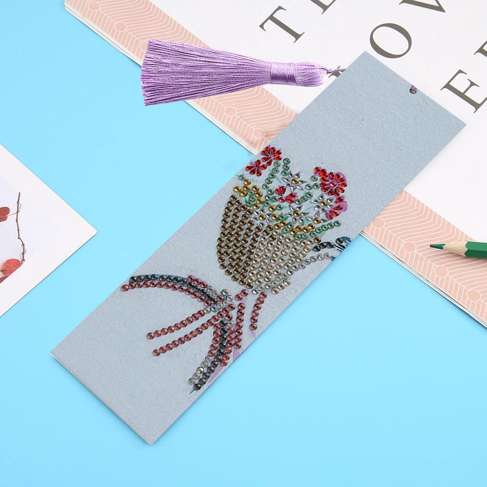 Diamond Painting Bookmarks Bicycle Diamond Bookmarks for Adults 5D DIY Bookmarks with Tassel Arts Crafts Set Gift