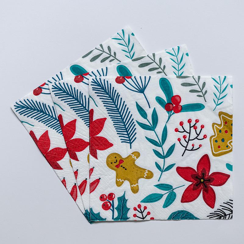 

20 шт./упак. 33 см 2-слойные рождественские элементы напечатанные салфетки для вечеринок бабочка косточка бумага Барт