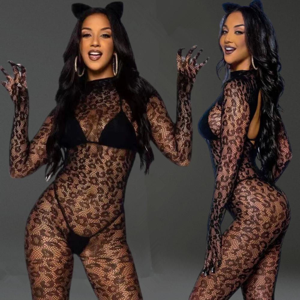 Sexy Lingerie Women Body Stocking Underwear Plus Size Fishnet Bodysuit Halter Open Crotch Bodystockings Erotic Porno Costume