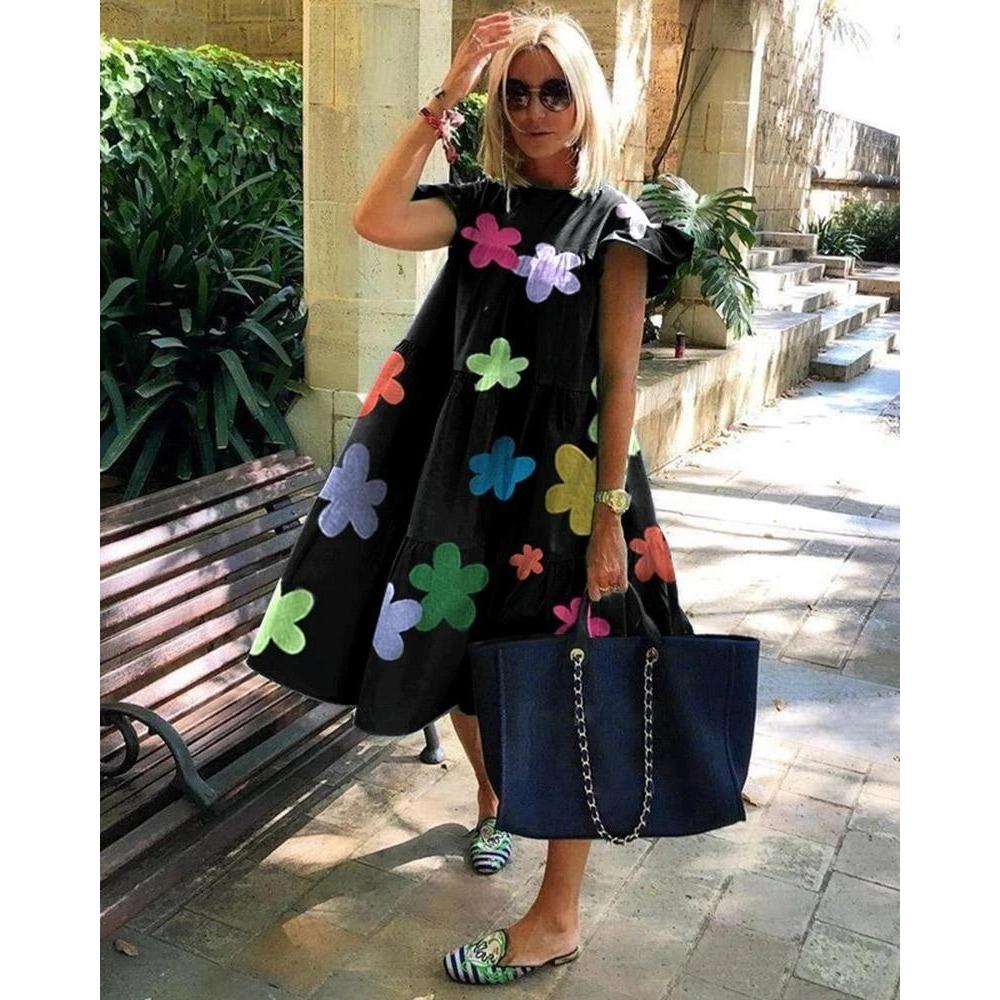 BITCED Dámská móda léto jaro ležérní šaty s krátkým rukávem a výstřihem