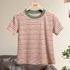 Women's Sweet Striped Round Neck Crop Top