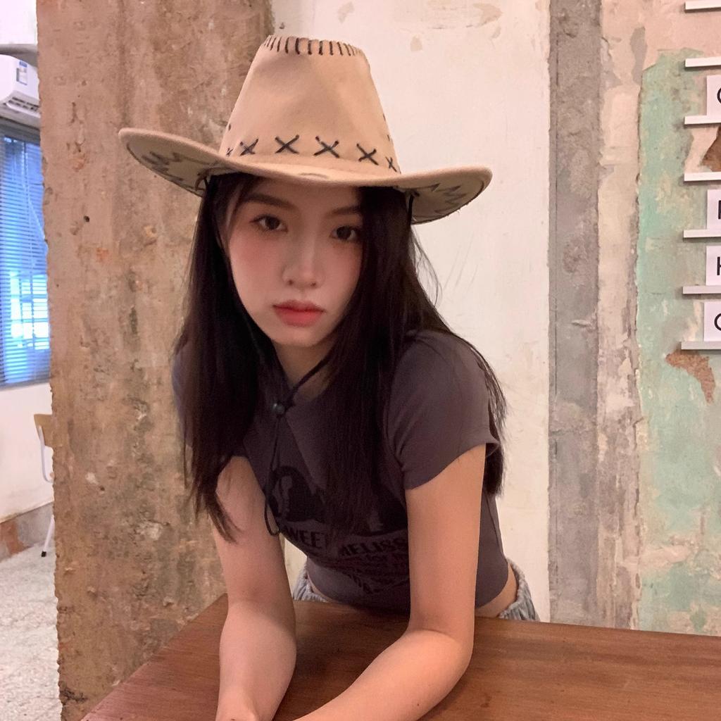 Summer Western Cowboy Hat Women Casual Sun Protection Hat Street Retro Face Showing Little Knight Hat Sun Protection Travel