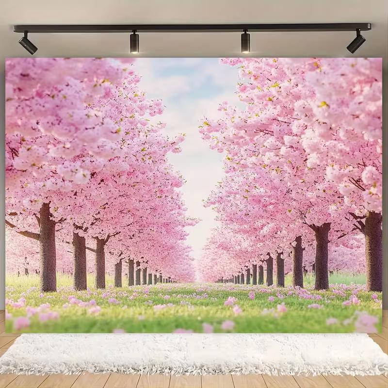 

2D Cherry Blossom Tree Tunnel Backdrop Romantic Photo Background 47.2x31.5inch/120*80cm