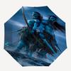 Blauer Krieger-Schirm im Avatar-Stil: Automatisches Öffnen/Schließen, Faltbares Design, Regenschutz für den Außenbereich für Fans und Reisende0198b